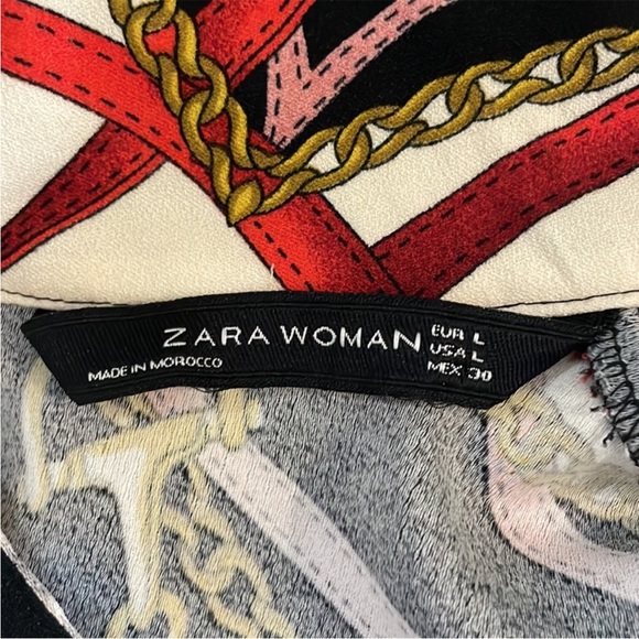 Zara Equestrian Chains and Harness Print Blouse Size Large - Picture 14 of 15